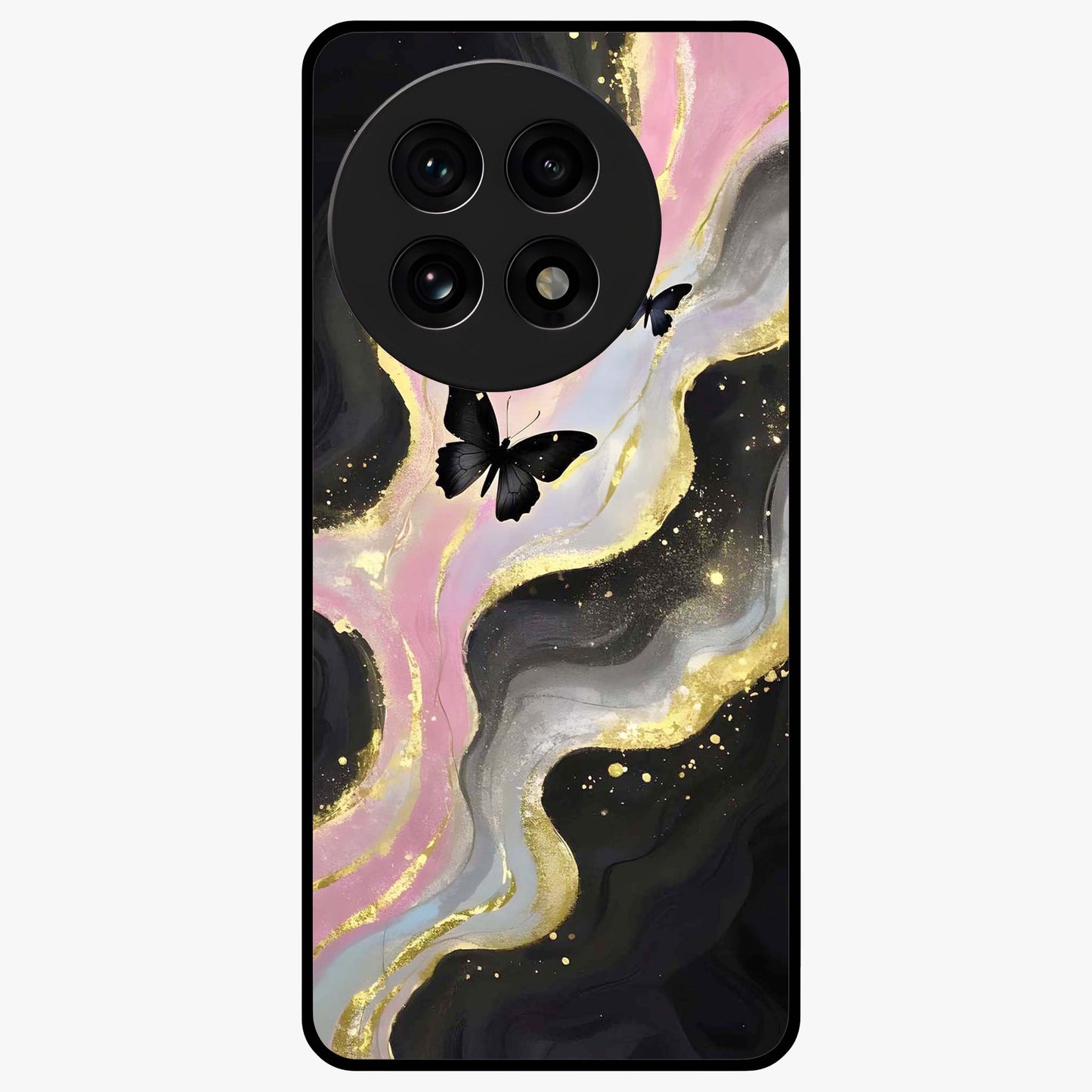 Golden Moon Horizon Glass Case for 1+13R serene front view featuring glowing golden moon over horizon artwork
