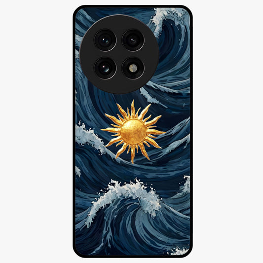 Gold Sun Blush Glass Case for 1+13R elegant front view featuring warm golden sun inspired artwork