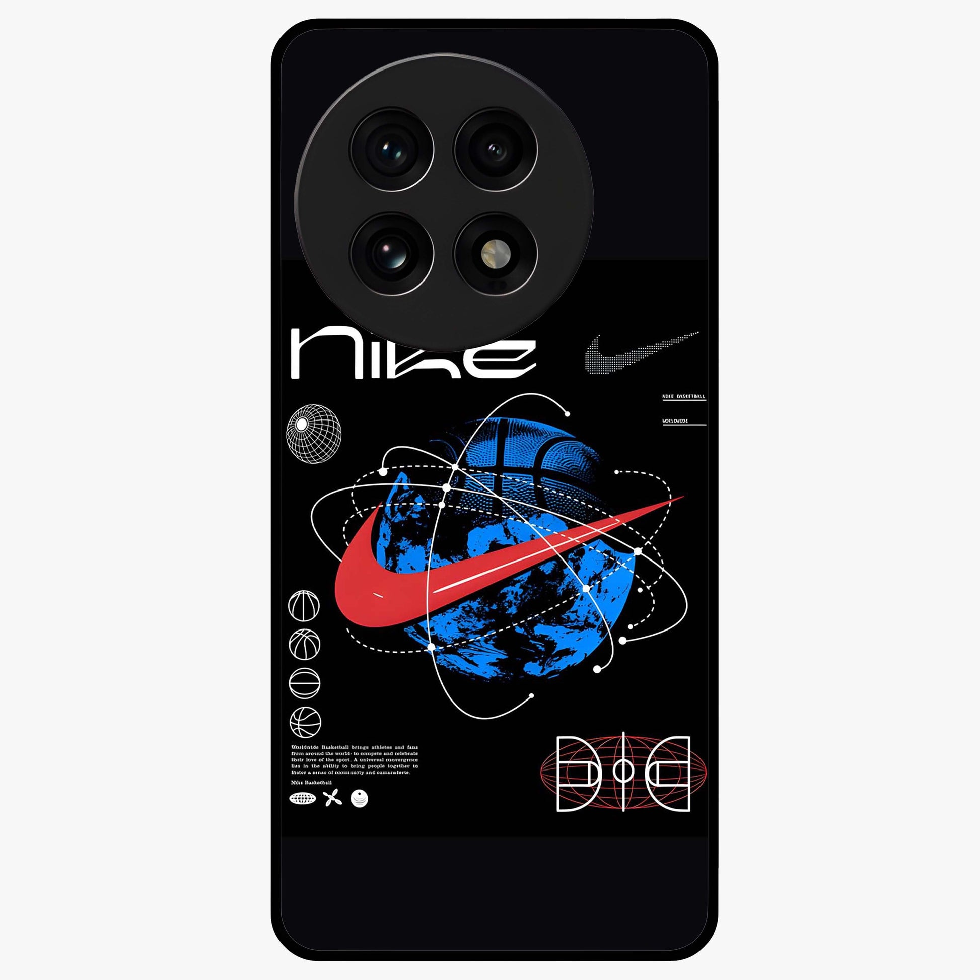 Gravity Sports Fusion Glass Case for 1+13R dynamic front view featuring bold sports inspired fusion artwork