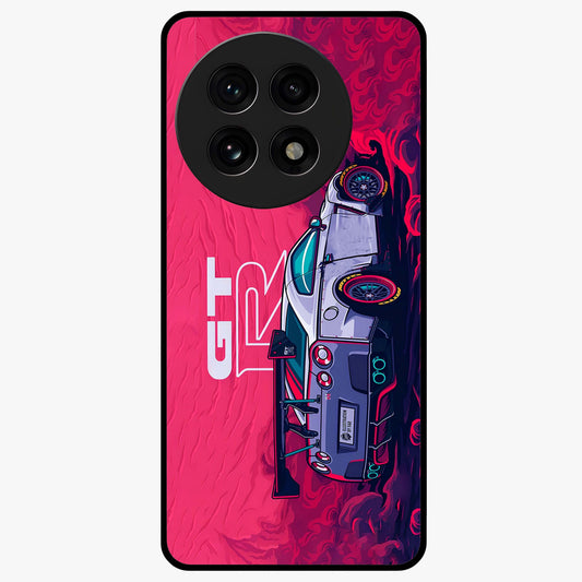 Gt R Car Pattern Glass Case for 1+13R bold front view featuring performance car inspired pattern artwork