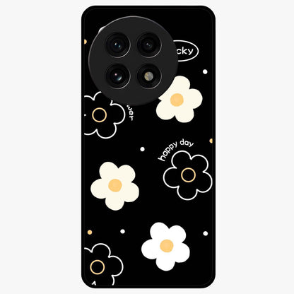 Happy Day Daisy Glass Case for 1+13R cheerful front view featuring bright daisy floral artwork