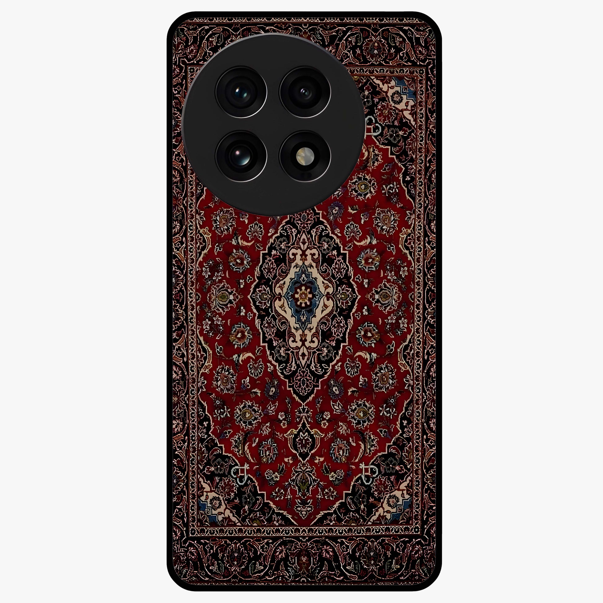 Heritage Carpet Royale Glass Case for 1+13R showing full back design in clean flat view with royal carpet-inspired artwork and glossy glass finish.