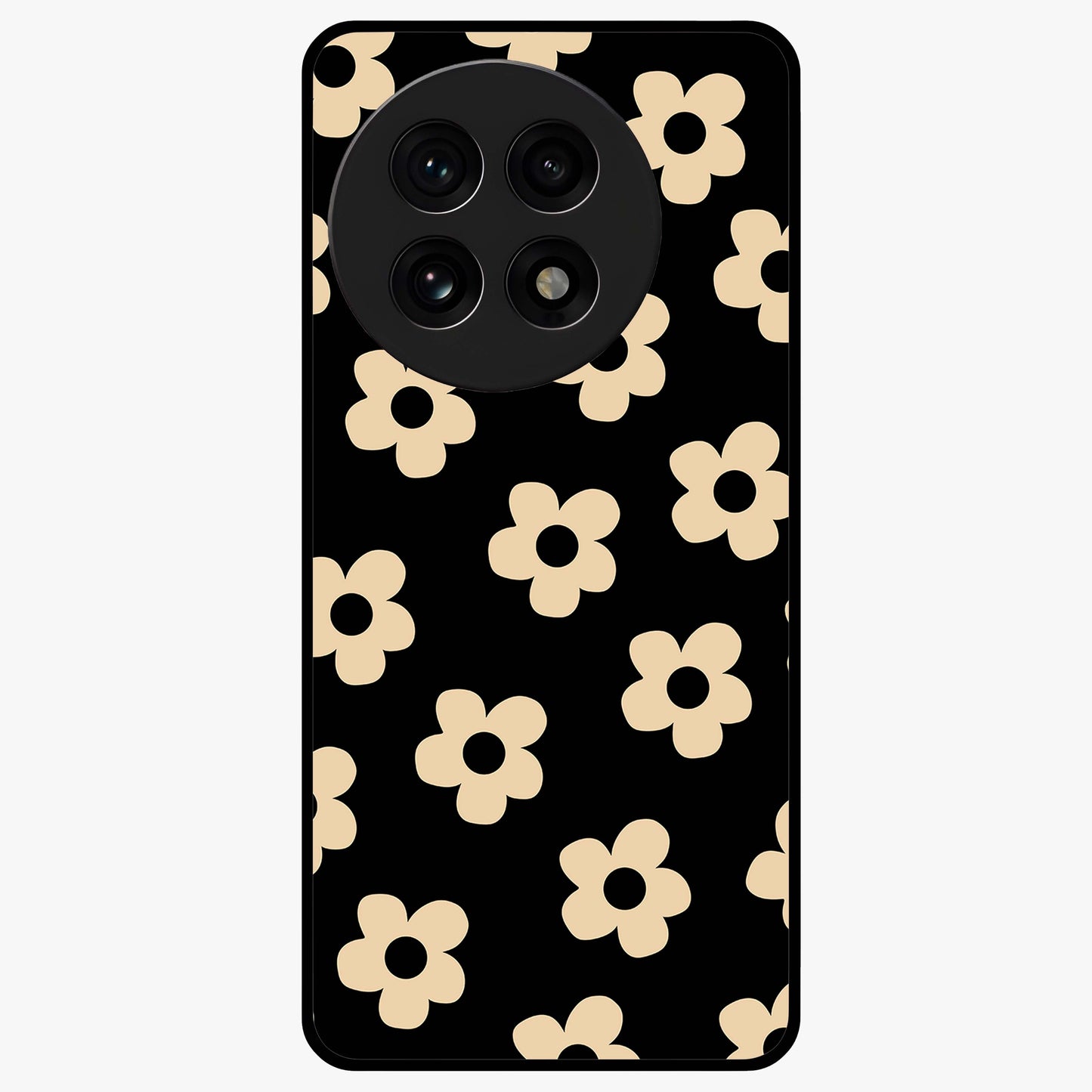 Little Daisy Flower Retro Pattern Glass Case for 1+13R cheerful front view featuring retro daisy floral pattern artwork
