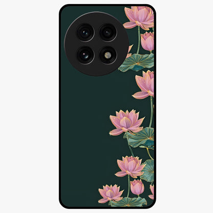 Lotus Bloom Serenity Glass Case for 1+13R peaceful front view featuring elegant lotus floral artwork