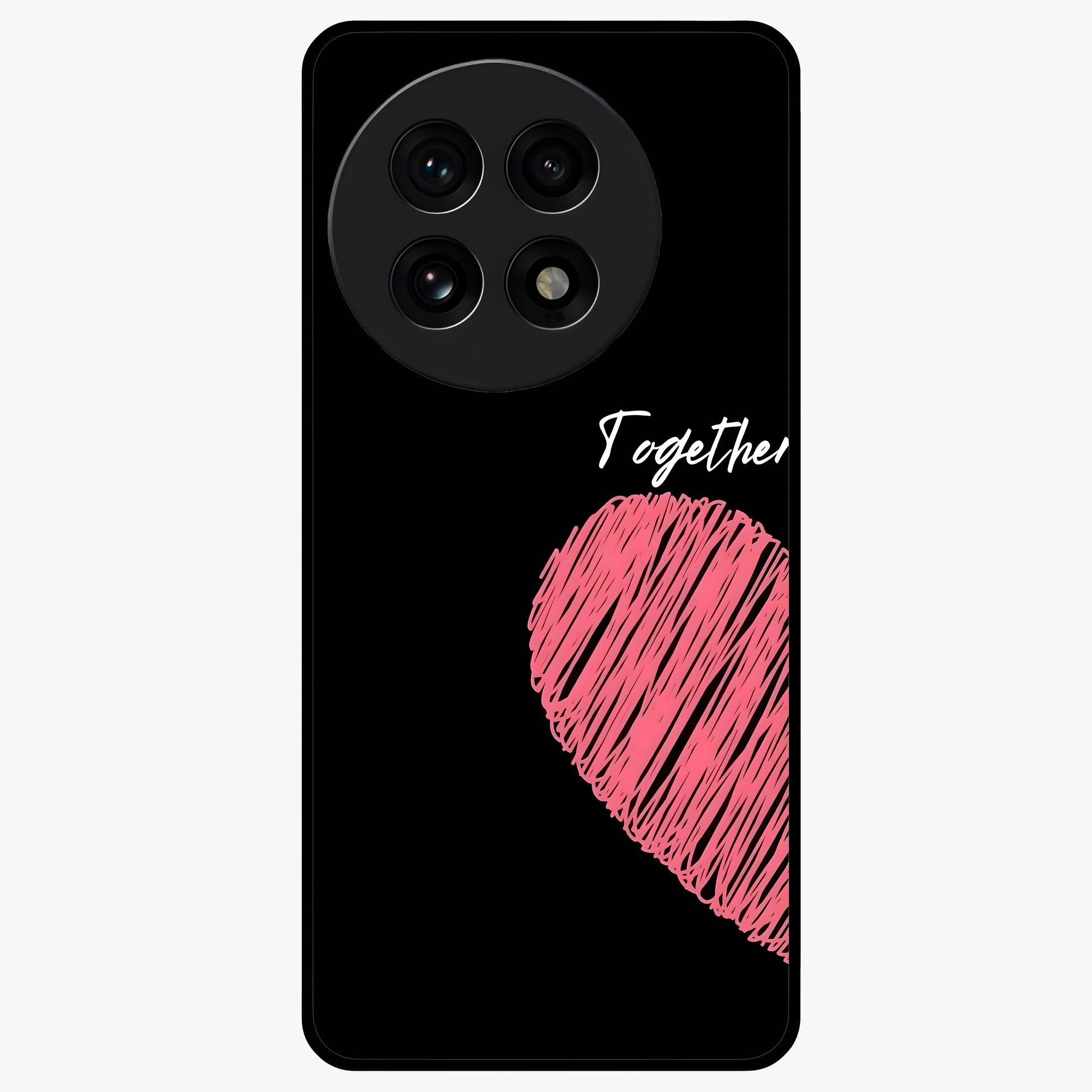 Love Forever Together Left Glass Case for 1+13R romantic front view featuring couple themed artwork