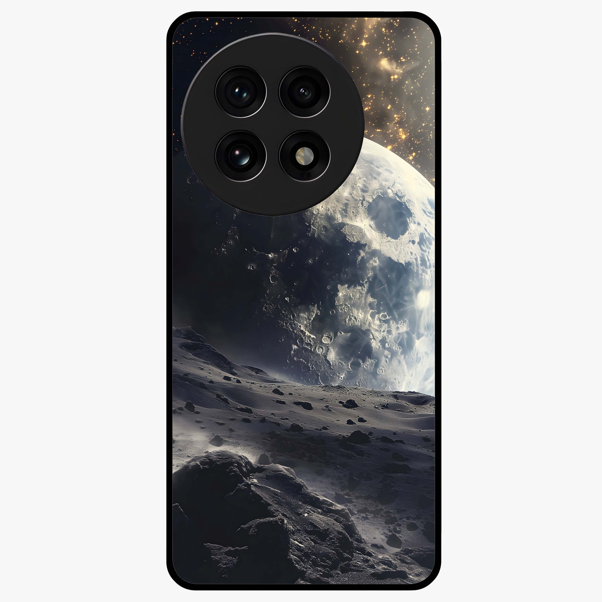 Lunar Horizon Glow Glass Case for 1+13R serene front view featuring moonlit horizon artwork