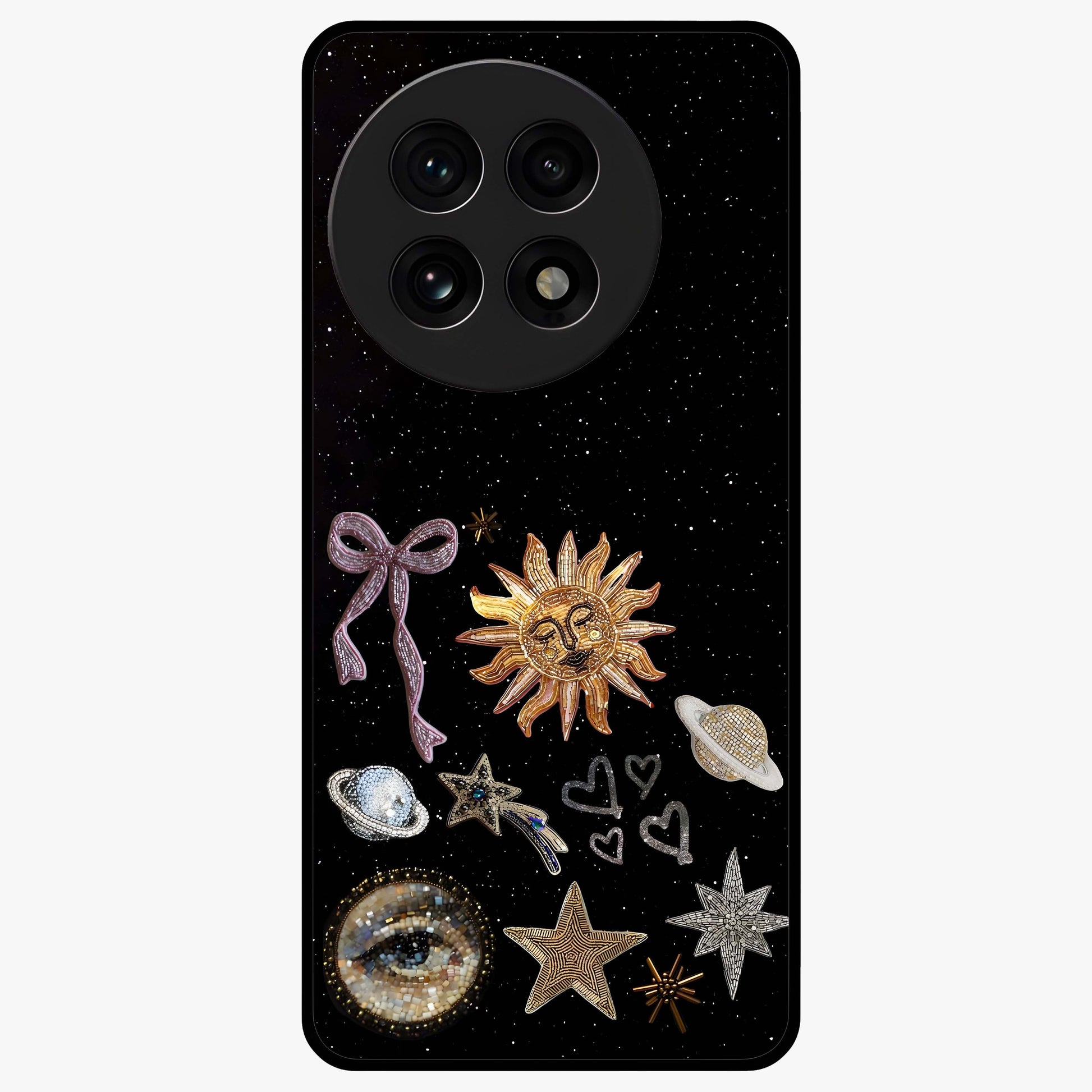 Magical Jewelry Vibe Glass Case for 1+13R glamorous front view featuring jewel inspired artistic artwork