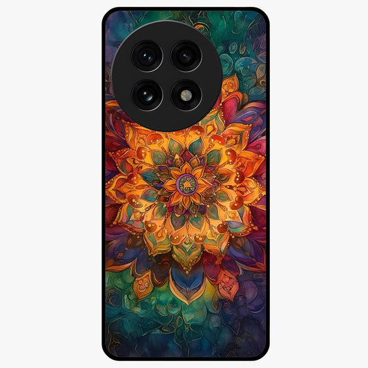 Mandala Vibrants Glass Case for 1+13R artistic front view featuring colorful mandala pattern artwork