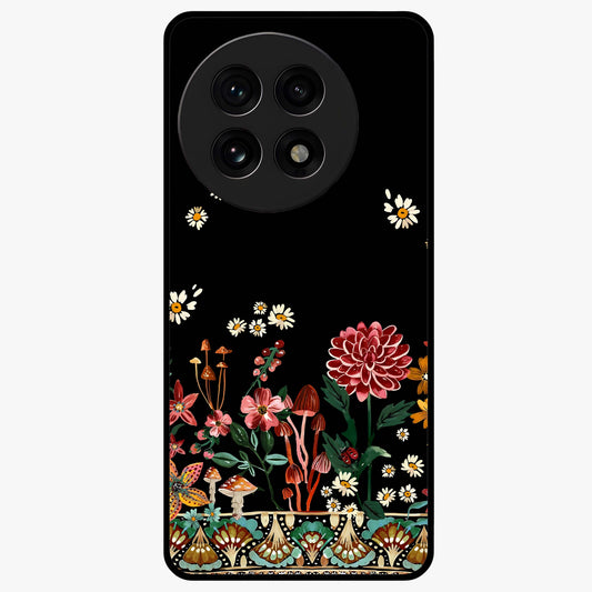 Midnight Bloom Pattern Glass Case for 1+13R elegant front view featuring floral artwork on deep night background