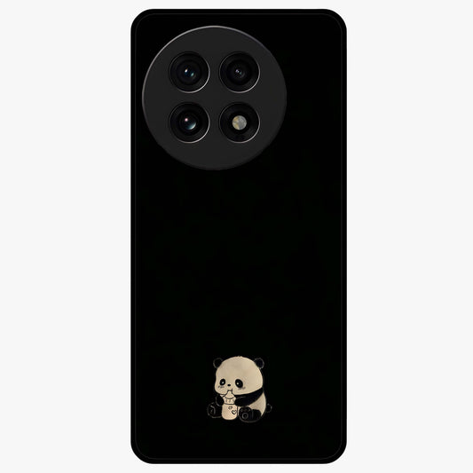 Midnight Panda Love Glass Case for 1+13R adorable front view featuring cute panda artwork on dark background