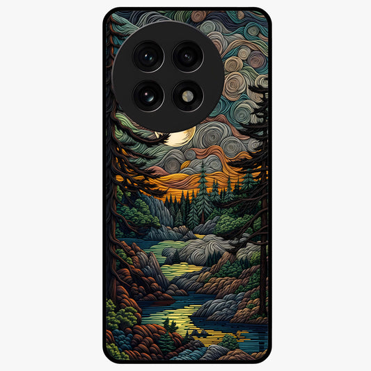 Moonlight Forest Dream Glass Case for 1+13R dreamy front view featuring forest artwork under glowing moonlight