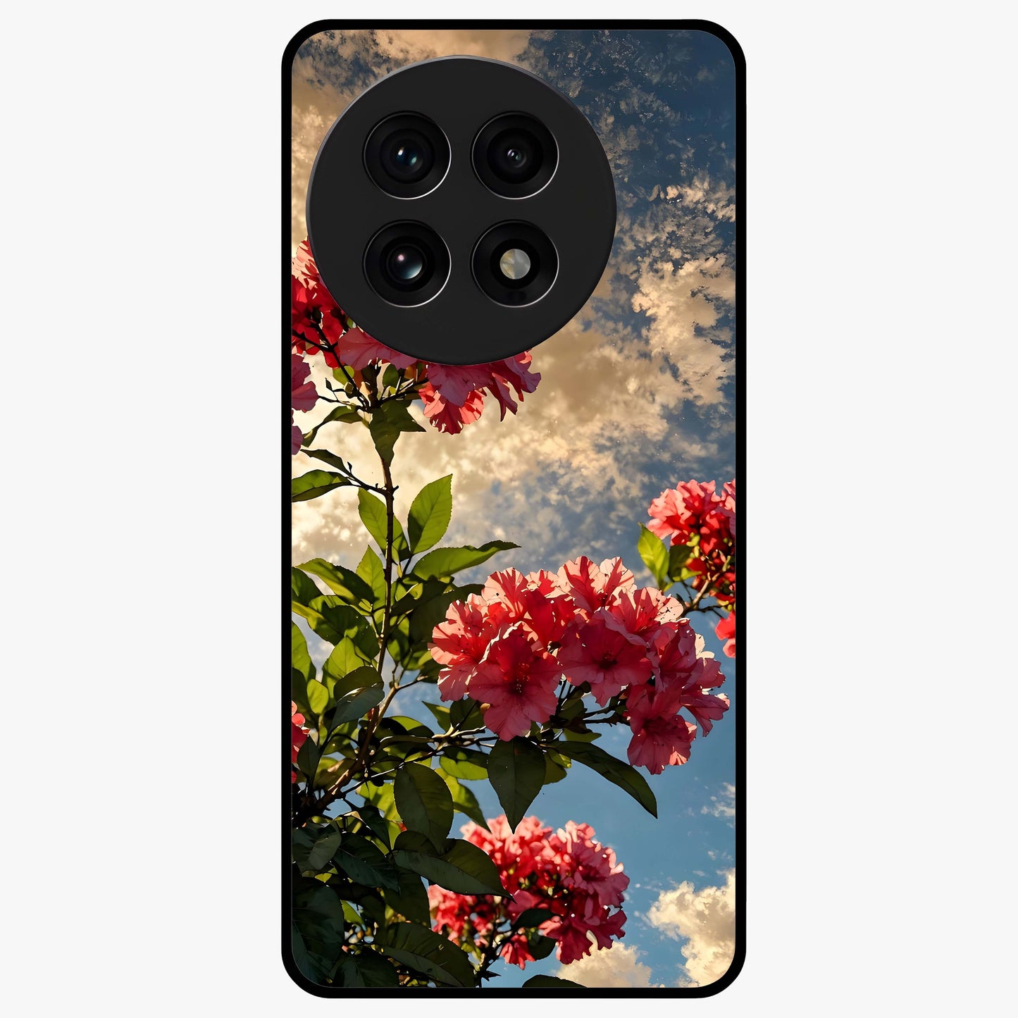Moonlit Blossom Charm Glass Case for 1+13R elegant front view featuring floral artwork under soft moonlight tones