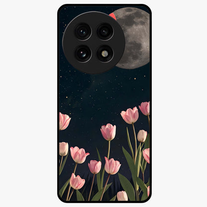 Moonlit Night Tulip Glass Case for 1+13R serene front view featuring tulip floral artwork in midnight tones