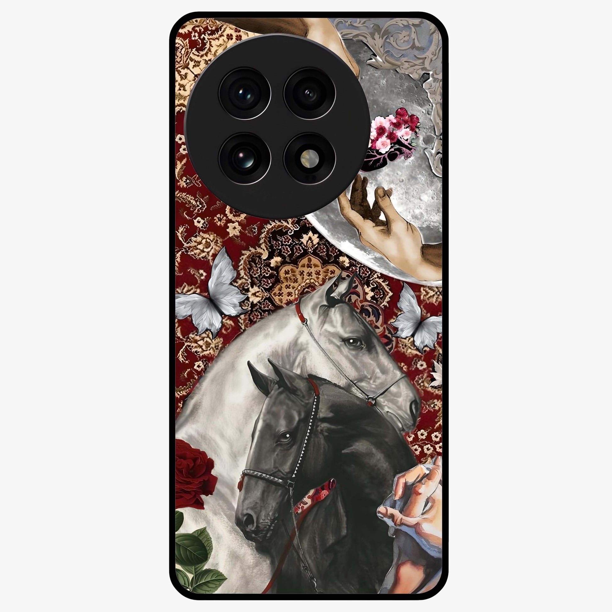 Moonlit Royal Stallion Glass Case for 1+13R majestic front view featuring horse artwork under glowing moonlight