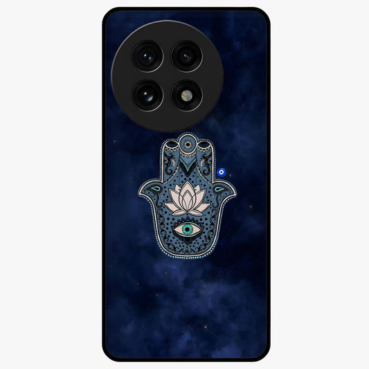 Mystic Calm Shield Glass Case for 1+13R serene front view featuring symbolic shield artwork in calming tones