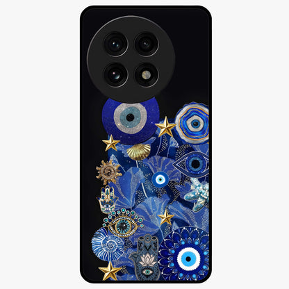 Mystic Ocean Eye Glass Case for 1+13R vibrant front view featuring ocean inspired eye artwork in blue tones