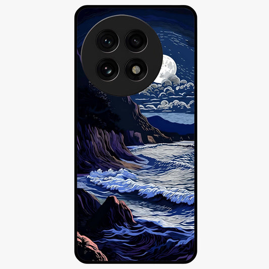 Night Moon Scenery Pattern Glass Case for 1+13R serene front view featuring moonlit landscape pattern artwork