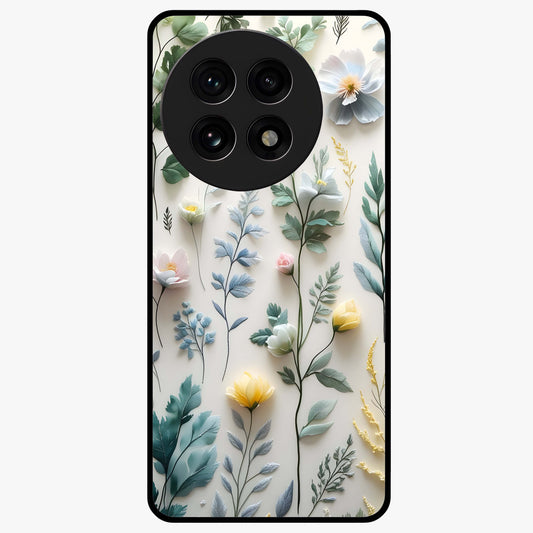 Pastel Garden Whispers Glass Case for 1+13R soft front view featuring delicate pastel floral artwork