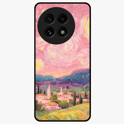 Pastel Starry Village Glass Case for 1+13R dreamy front view featuring village artwork under pastel night sky