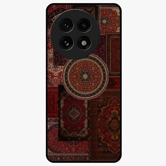 Persian Heritage Collage Glass Case for 1+13R rich front view featuring intricate Persian inspired collage artwork