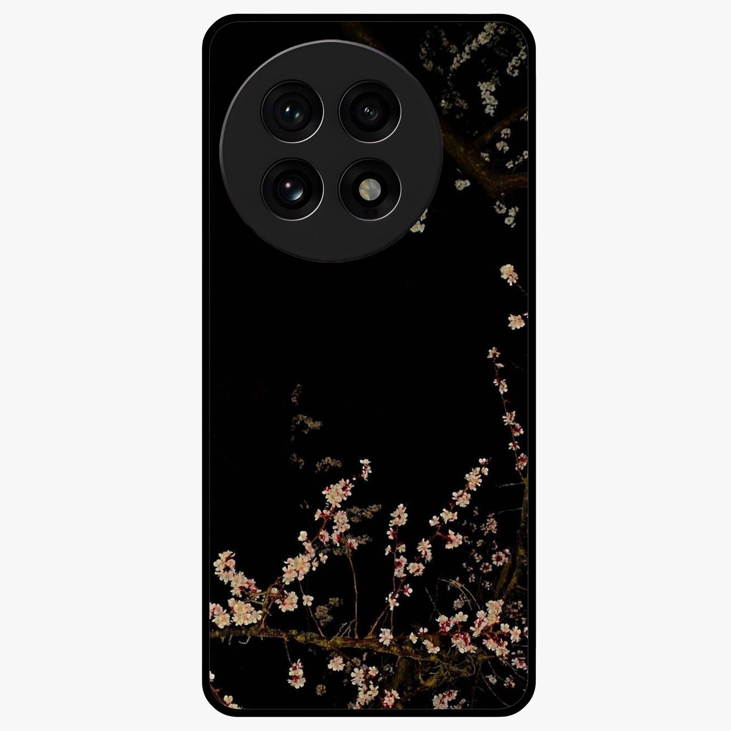 Petal Moon Light With Custom Name Glass Case for 1+13R graceful front view featuring floral artwork under moonlight with personalized name design