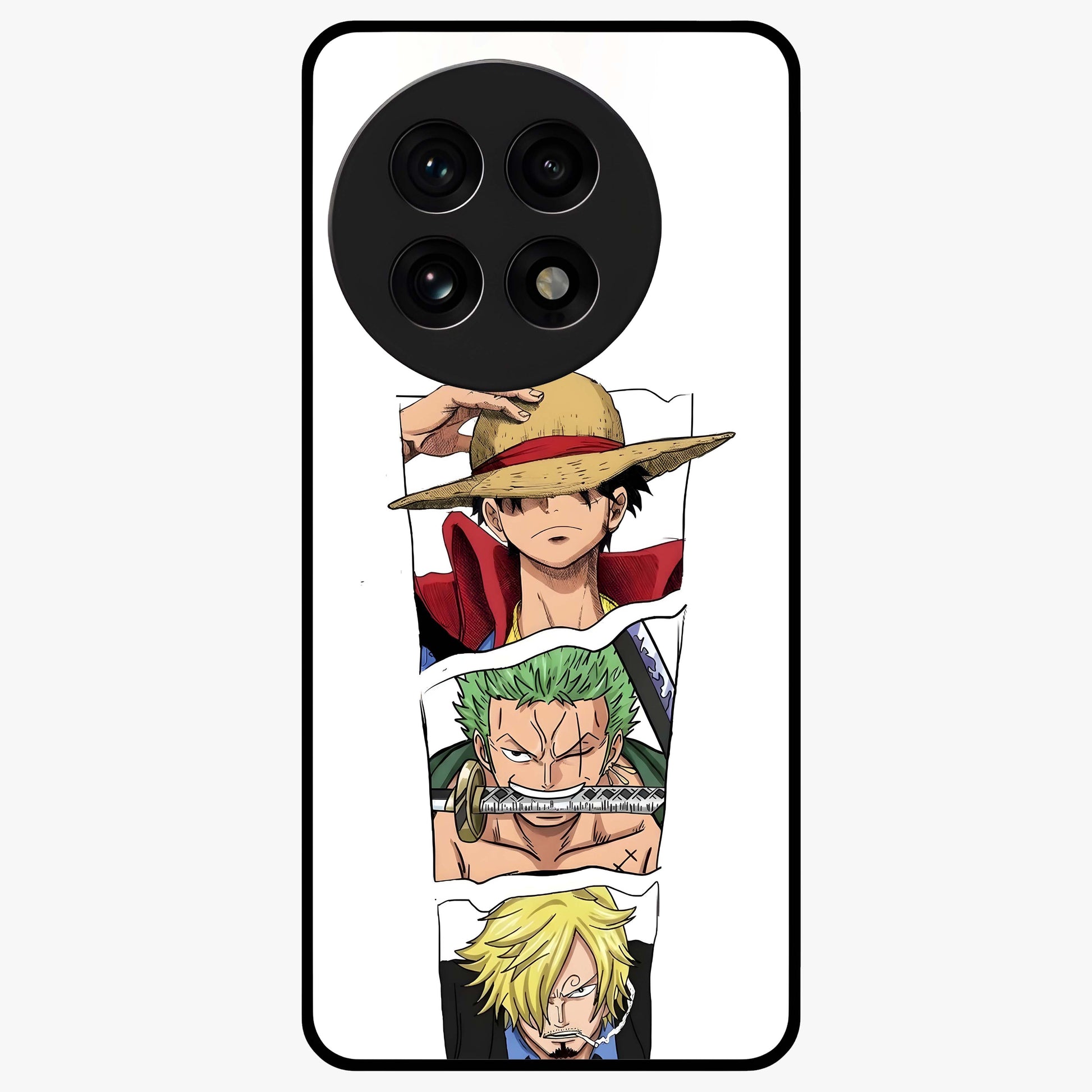 Pirate Trio Resolve Glass Case for 1+13R bold front view featuring pirate inspired trio artwork