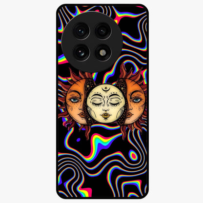 Psychedelic Sun Glass Case for 1+13R artistic front view featuring vibrant sun artwork in psychedelic colors