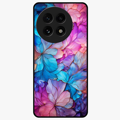 Radiant Floral Whirl Glass Case for 1+13R artistic front view featuring swirling floral artwork