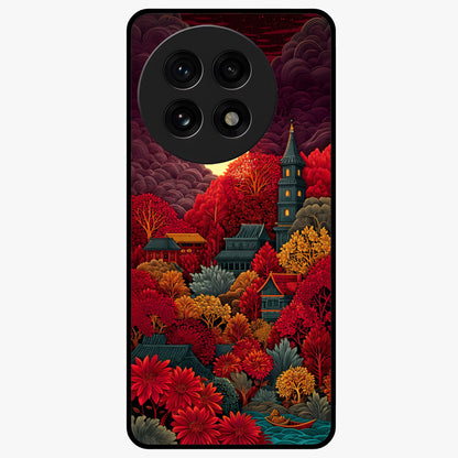 Red Scenery Hot Glass Case for 1+13R dramatic front view featuring bold red landscape artwork