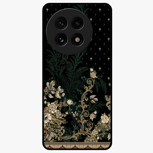 Regal Botanical Tapestry Glass Case for 1+13R luxurious front view featuring intricate botanical tapestry artwork