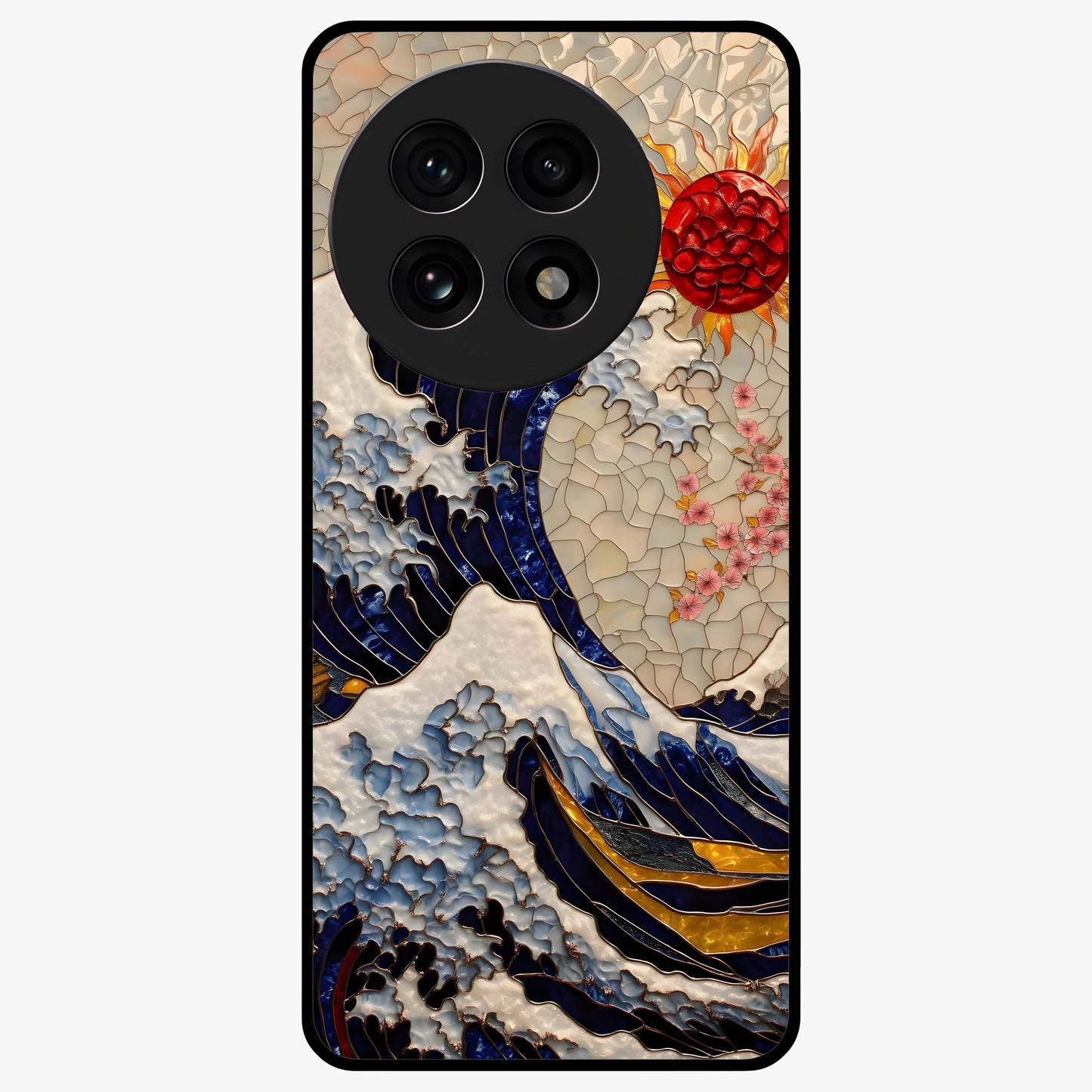 Rising Wave Glory Glass Case for 1+13R dynamic front view featuring powerful wave inspired artwork