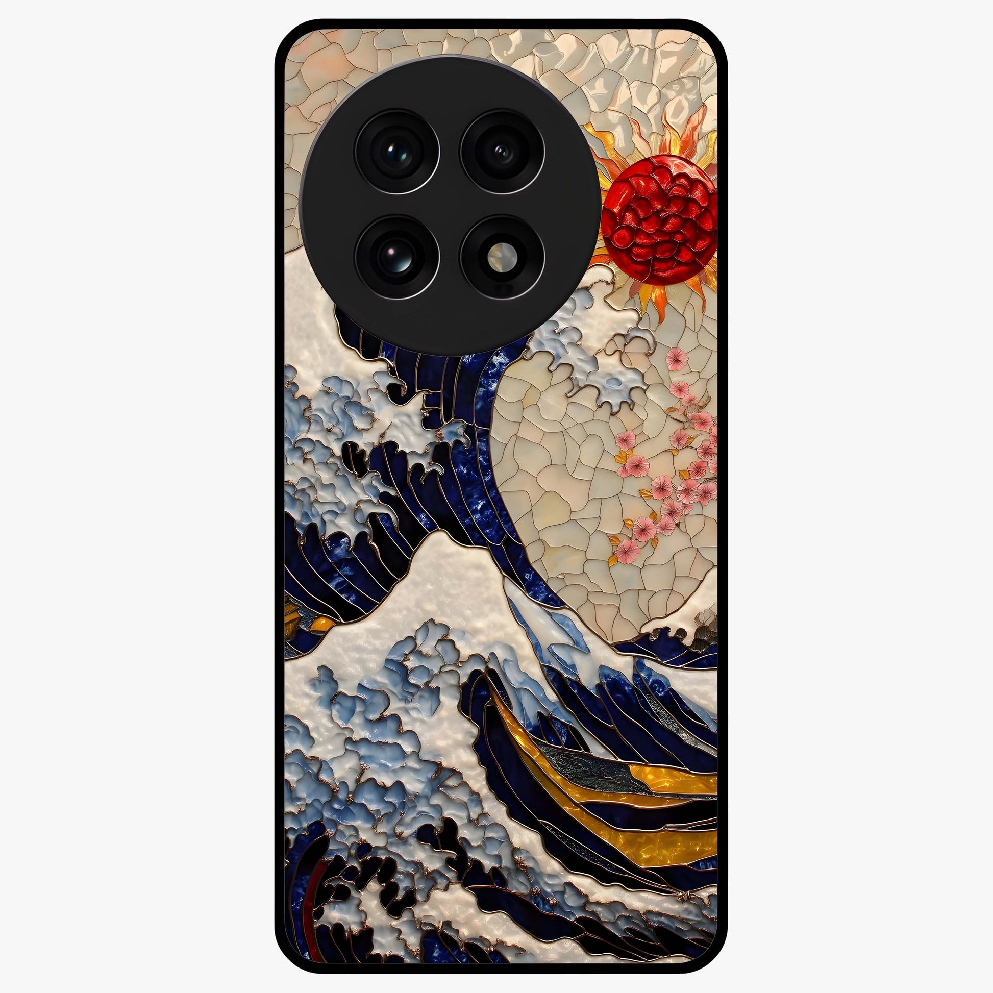 Rising Wave Glory Glass Case for 1+13R dynamic front view featuring powerful wave inspired artwork
