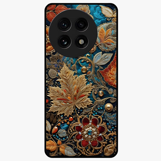 Royal Jewel Garden Glass Case for 1+13R luxurious front view featuring ornate floral artwork with jewel accents
