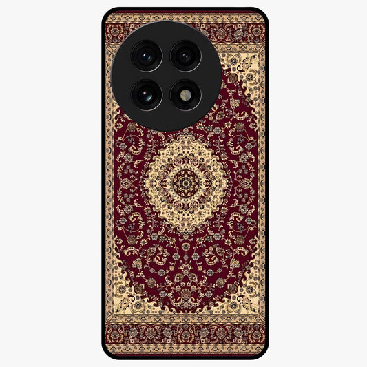 Royal Maroon Heritage Glass Case for 1+13R bold front view featuring intricate heritage pattern artwork in maroon tones