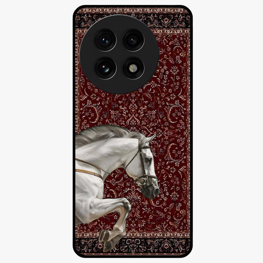 Royal Rider Tapestry Glass Case for 1+13R majestic front view featuring rider artwork in tapestry style