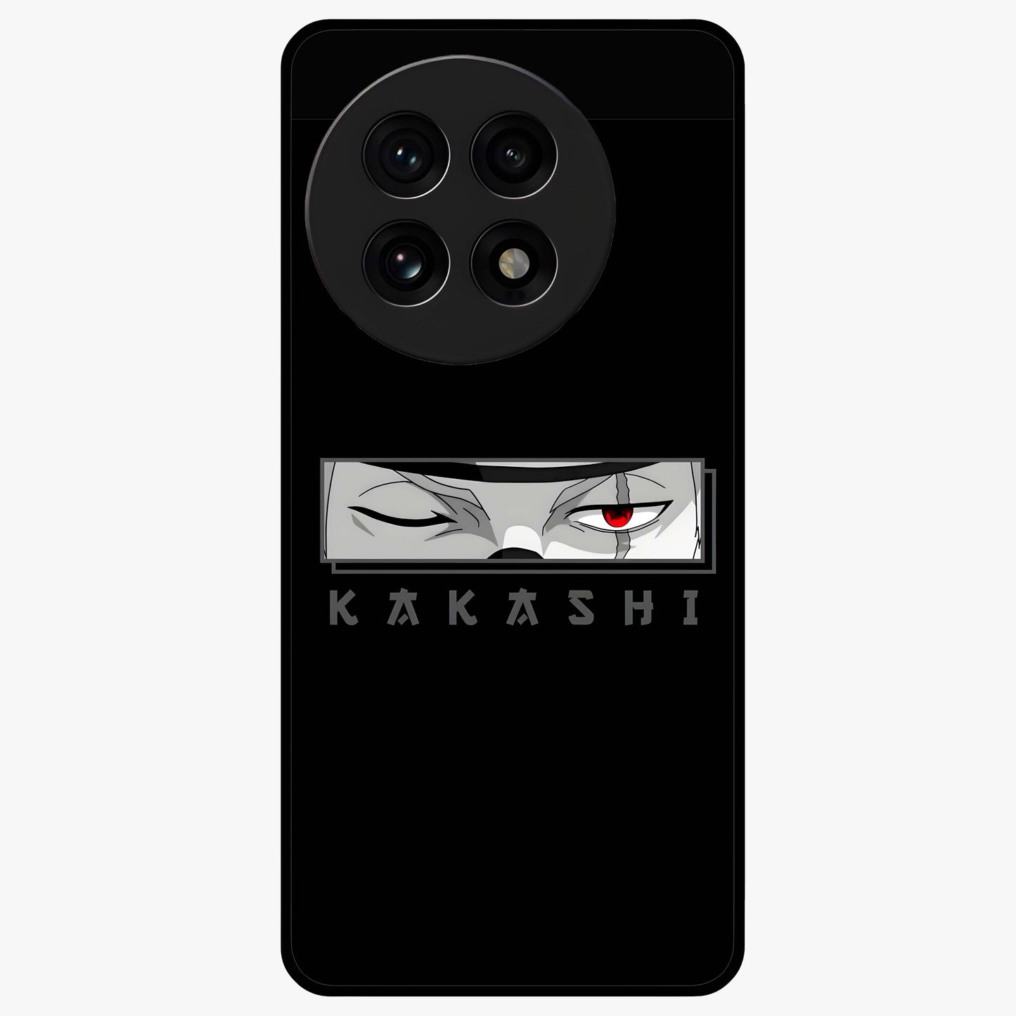 Scarlet Ninja Gaze Glass Case for 1+13R striking front view featuring ninja inspired artwork in crimson tones
