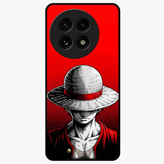 Scarlet Pirate Resolve Glass Case for 1+13R bold front view featuring pirate themed artwork in red hues
