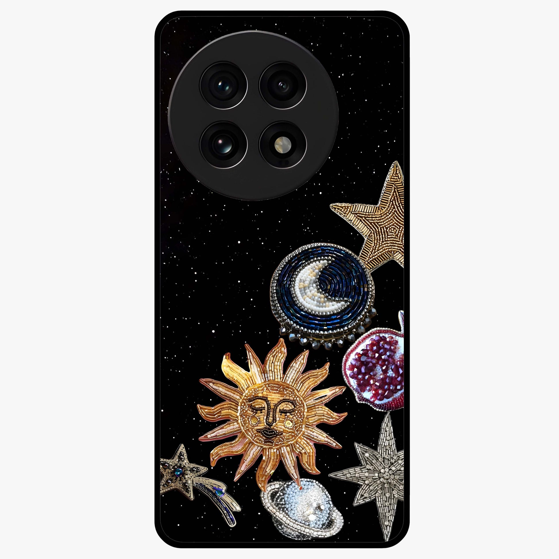 Scarlet Sky Flight Glass Case for 1+13R dramatic front view featuring bold sky inspired artwork in scarlet tones