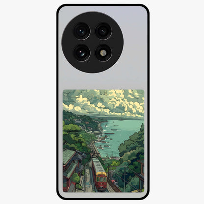 Seaside Train Ride Glass Case for 1+13R scenic front view featuring coastal train landscape artwork