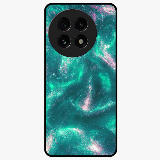 Shimmering Nebula Waves Glass Case for 1+13R vibrant front view featuring cosmic wave artwork in glowing tones