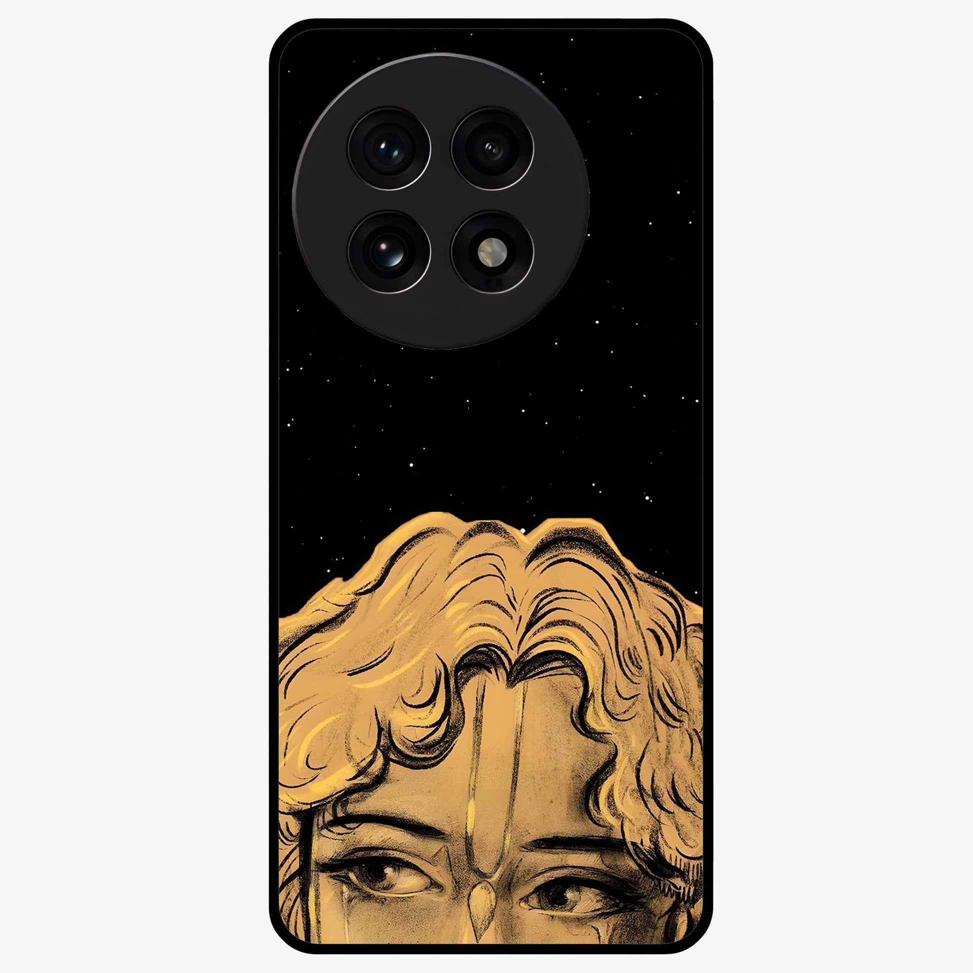 Shri Krishna Art Glass Case for 1+13R devotional front view featuring detailed Krishna inspired artwork