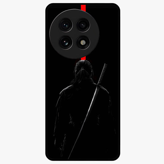 Silent Blade Resolve Glass Case for 1+13R bold front view featuring stealth warrior inspired artwork