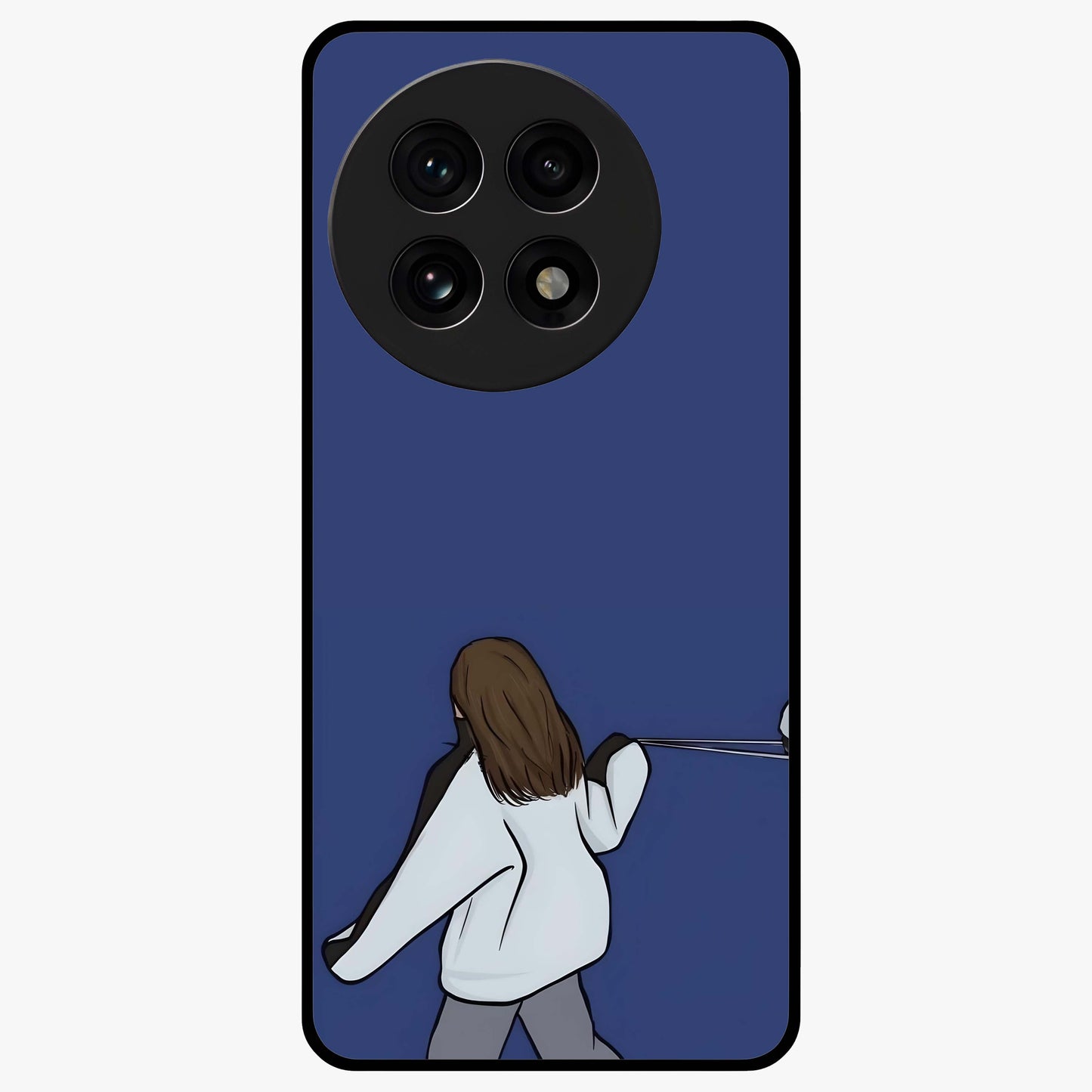 Silent Distance Love Glass Case for 1+13R emotional front view featuring romantic artwork in soft muted tones