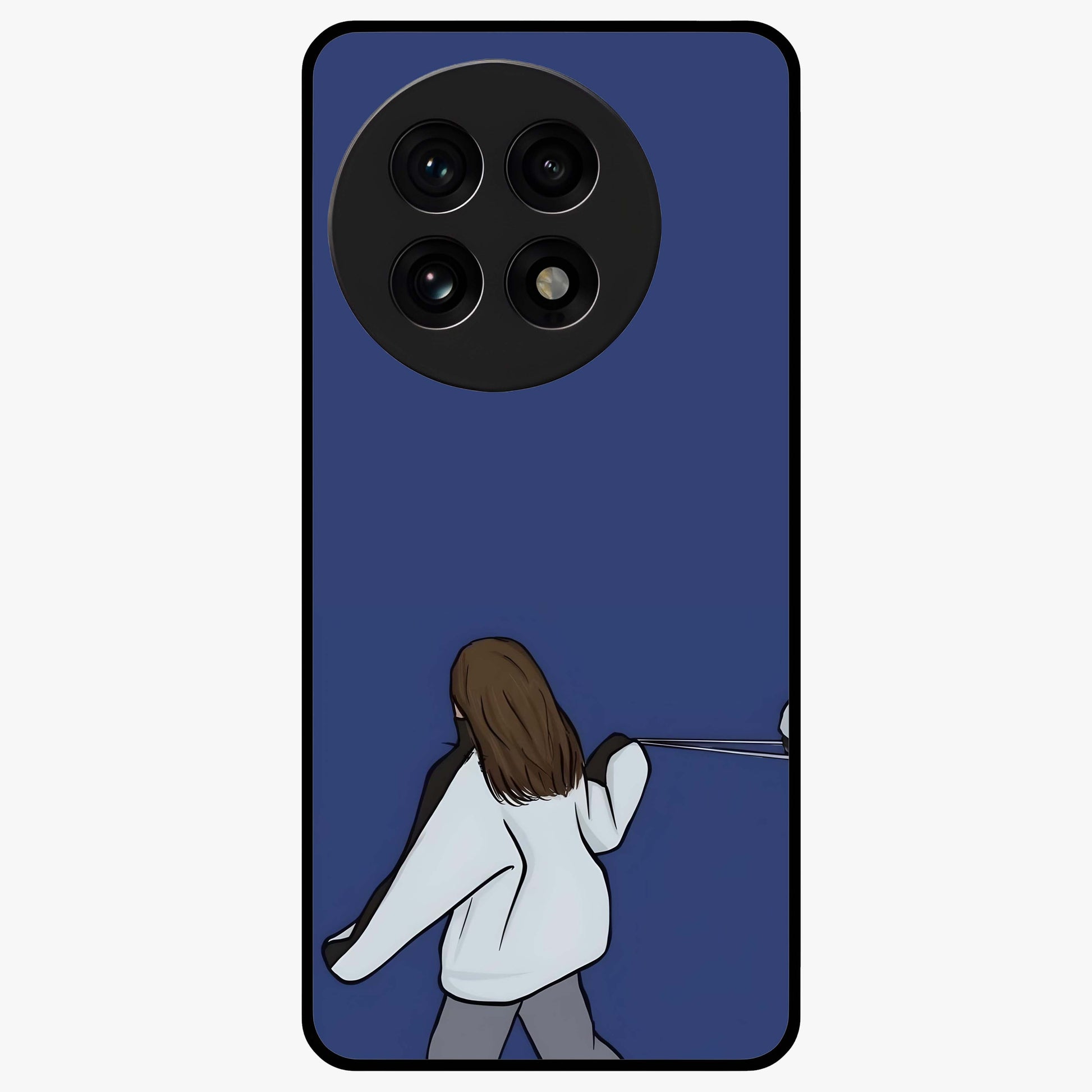 Silent Distance Love Glass Case for 1+13R emotional front view featuring romantic artwork in soft muted tones