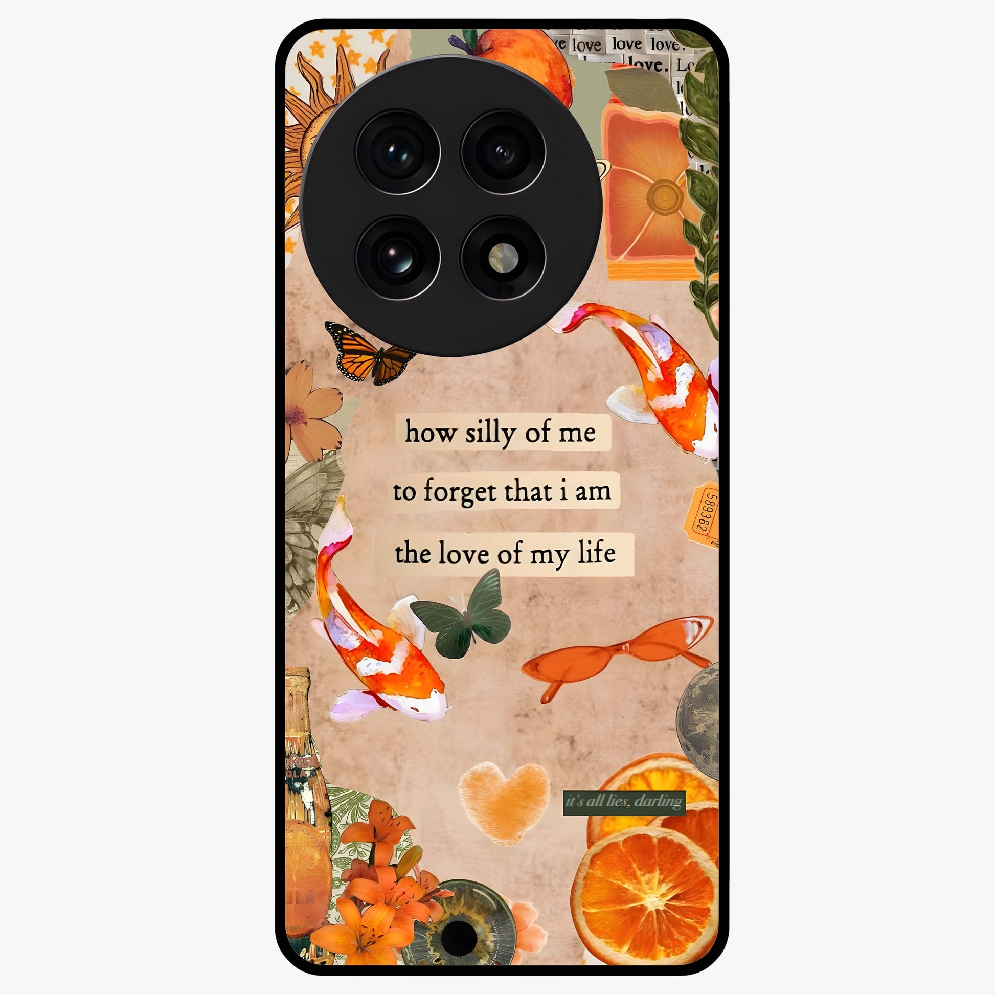 Soft Chaos Aesthetic Glass Case for 1+13R artistic front view featuring abstract chaotic artwork in soft pastel tones
