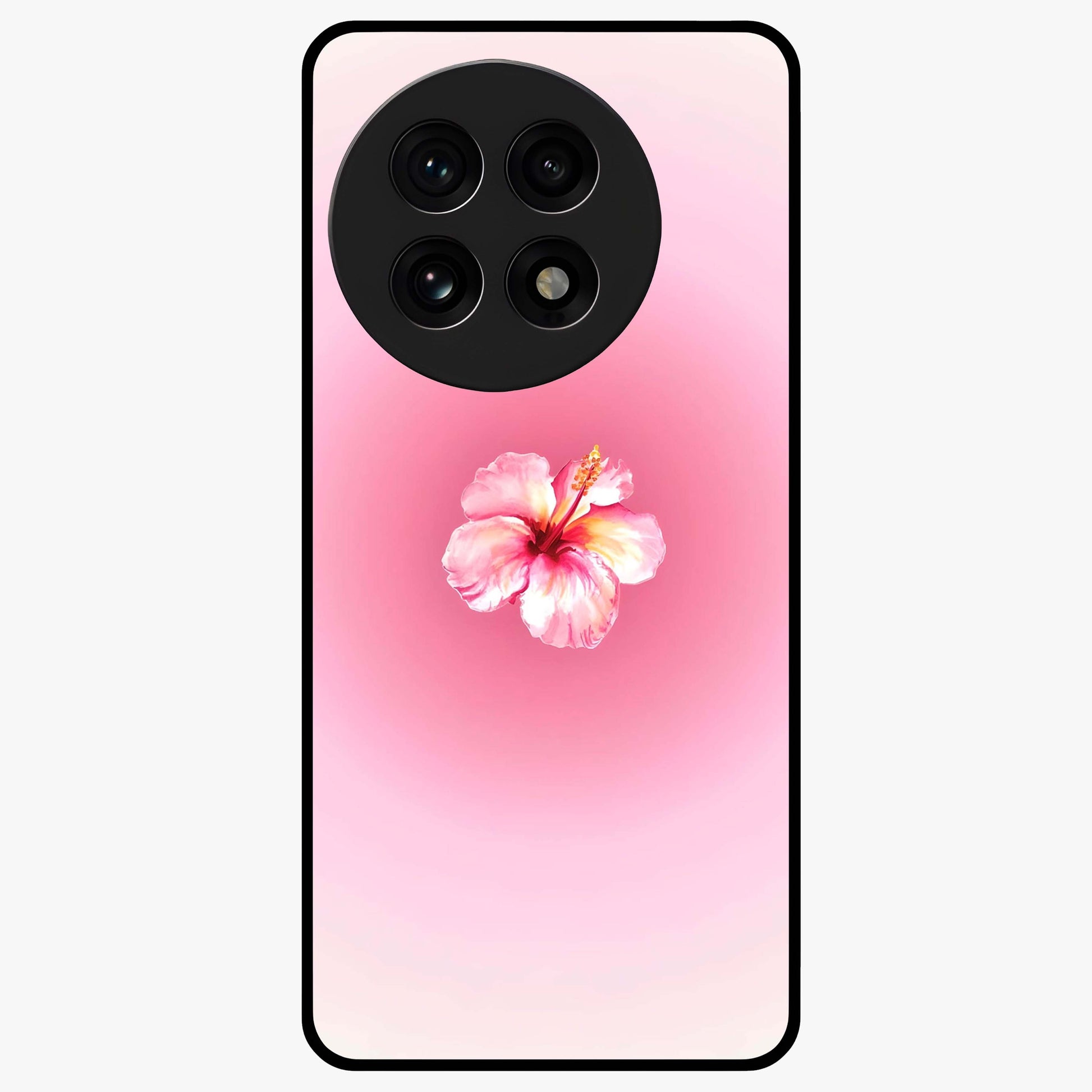 Soft Petal Serenity Glass Case for 1+13R elegant front view featuring gentle floral artwork in muted tones