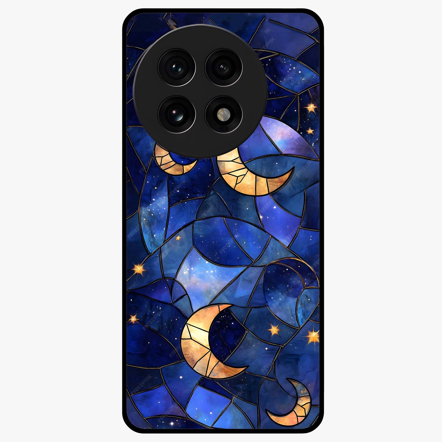 Starlit Sky Tapestry Glass Case for 1+13R elegant front view featuring starry sky artwork in tapestry style