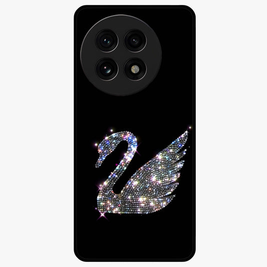 Starlit Swan Grace Glass Case for 1+13R graceful front view featuring swan artwork under shimmering night sky