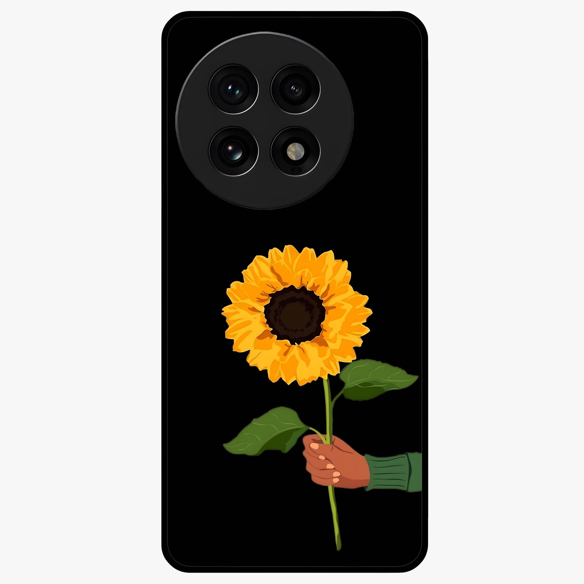 Sun Moon Stormy Sky Glass Case for 1+13R dramatic front view featuring sun and moon artwork over stormy sky