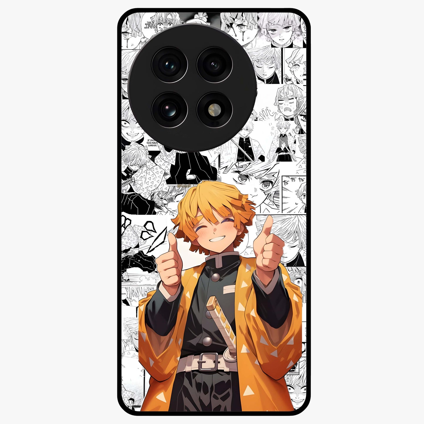 Thunder Smile Hero Glass Case for 1+13R bold front view featuring powerful hero inspired artwork with electric tones